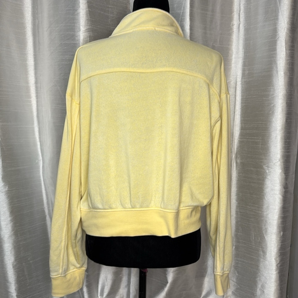 Double Zero 1/4 Zip Drop Shoulder Women’s Large Lightweight Yellow Sweatshirt - Picture 3 of 8